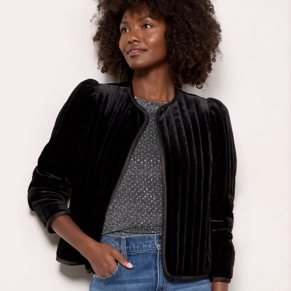 Sanctuary Black Quilted Velvet Jacket